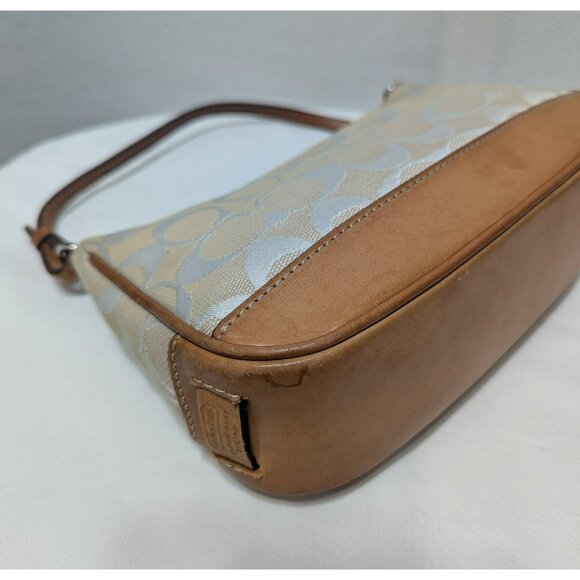 SOLD***Vintage Coach Signature Demi Mini Shoulder Bag Canvas Leather Cream 6094 - Picture 8 of 12